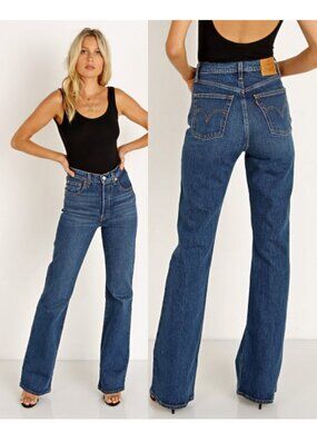 Levi’s Ribcage Boot High Rise Blue Bootcut Jeans Size 30 Western Y2K 90s
